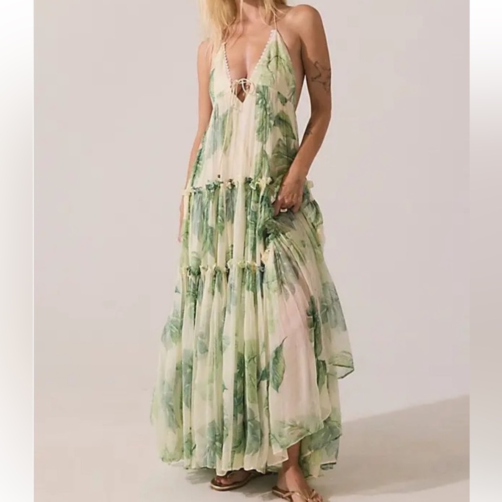 FREE PEOPLE PEACEFUL PALM MAXI DRESS SIZE large